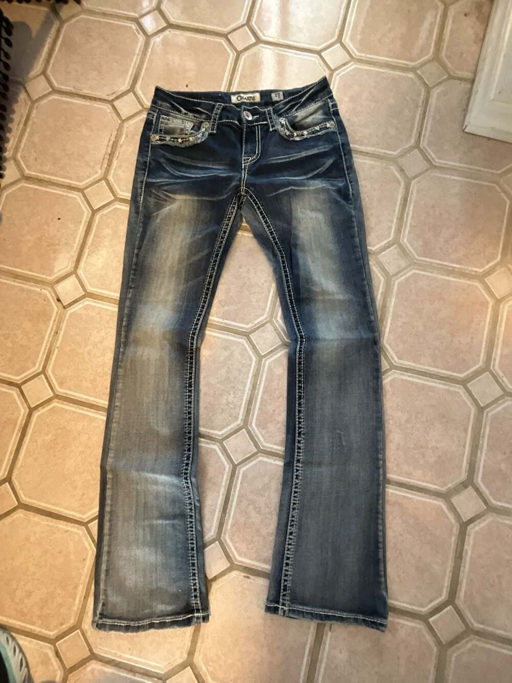 Charme Embroidered Bootcut Jeans, Size 27